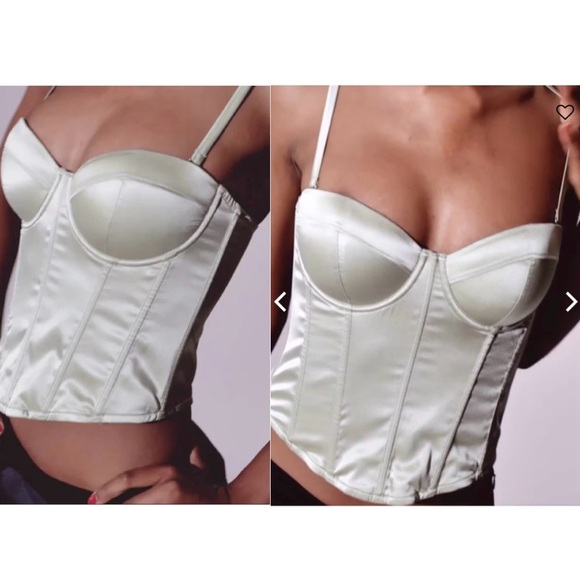 Fleur du Mal Tops - Fleur du Mal NEW NWT Sage Green Silk Hamptons Bustier Top